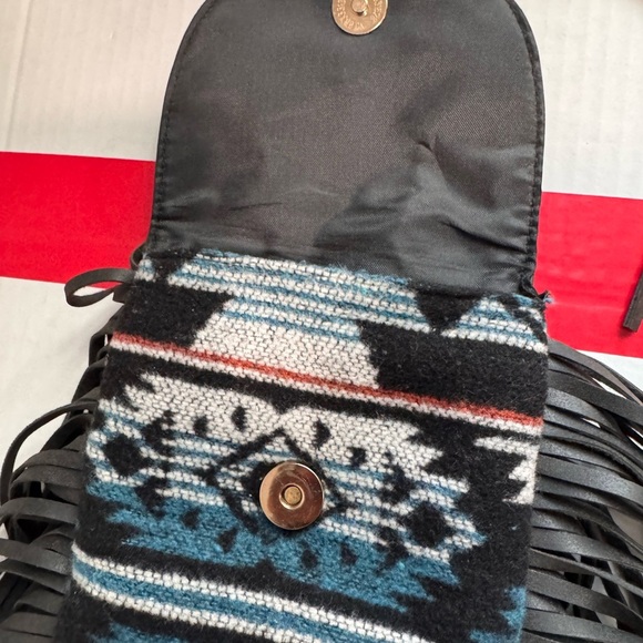 Bohemian Black and Multicolor Fringe Crossbody Bag - Picture 5 of 7